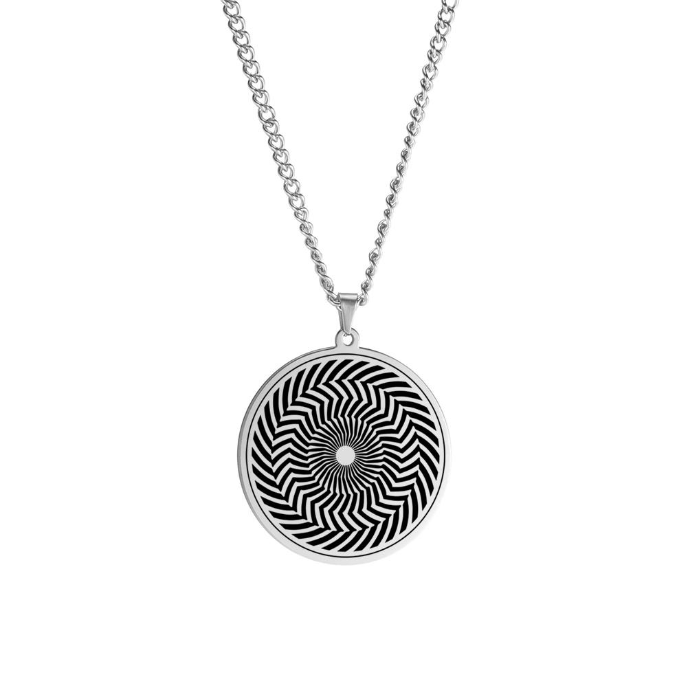 Dawapara The Illusion of Amulet Pendant Necklace Geometric Hypnosis Talisman Stainless Steel Jewelry Gift for Men Women