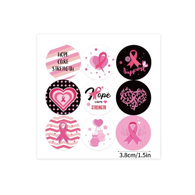 Pink Ribbon Awareness Sticker Decorative Sticker Breasts Cancer Awareness Labels for Event Gift Letter Package Sealing