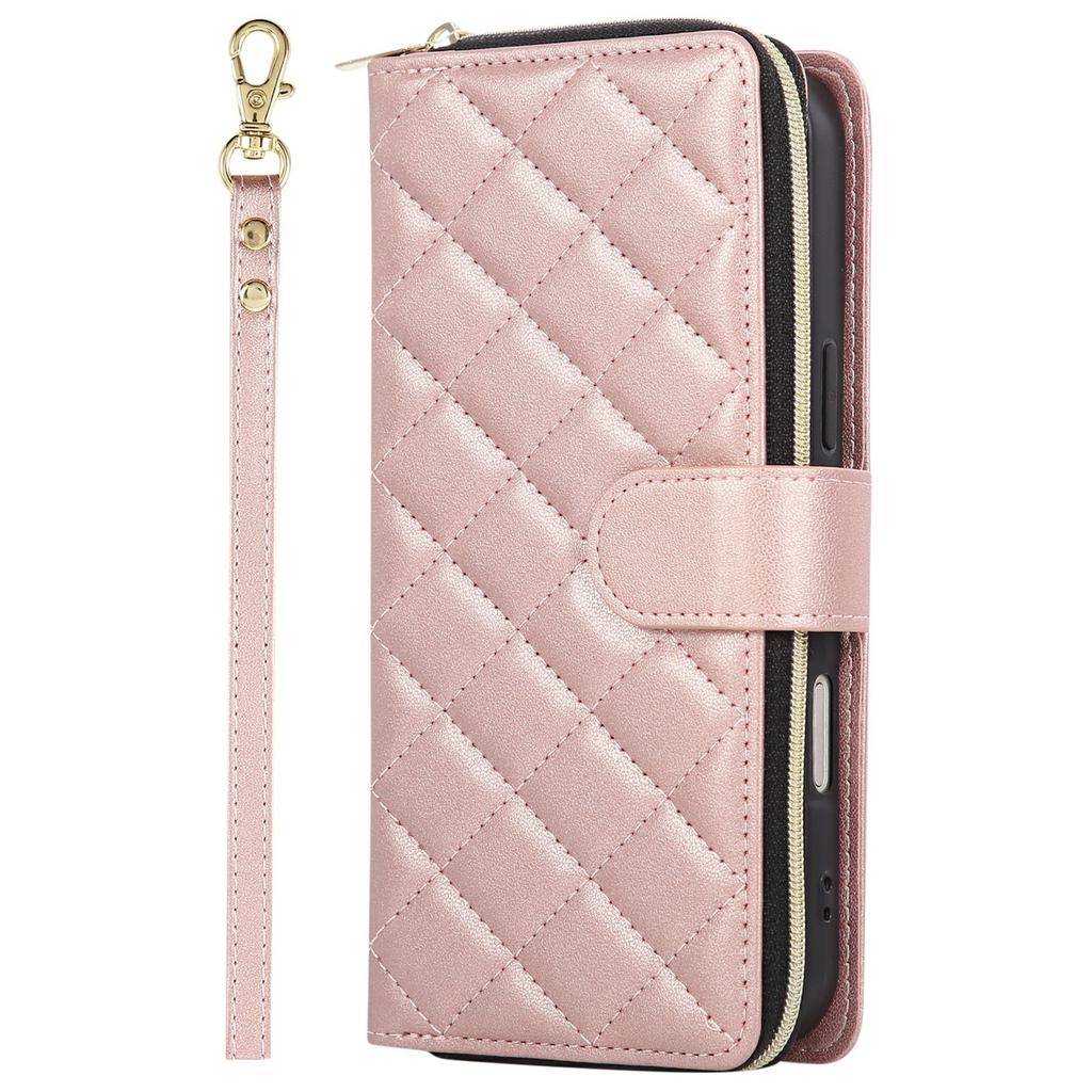 For iPhone 17 Pro Max Case Zipper Wallet Rhombus PU Leather Crossbody Phone Cover