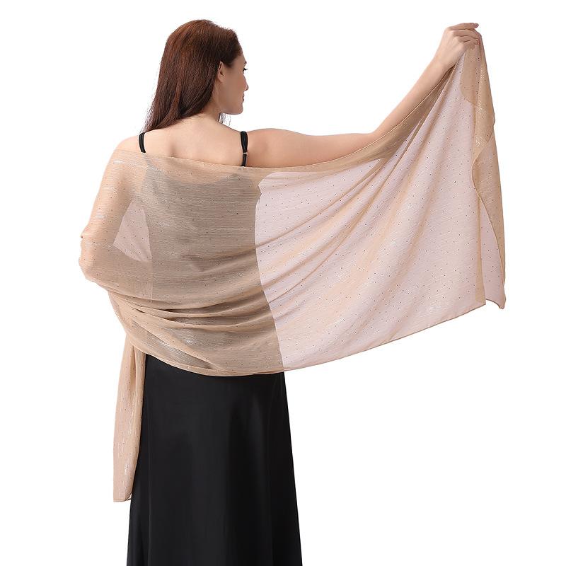 Элегантная шаль-накидка 70*200 см для женщин, официальная, легкий прозрачный шифон, со стразами и серебряной проволокой