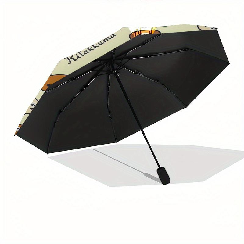 Rilakkuma,San-X Automatic Folding Umbrella-Simple 8-Rib Design, Bright Cartoon Pattern, Durable Iron Frame, Suitable For Travel, Outdoor, Be