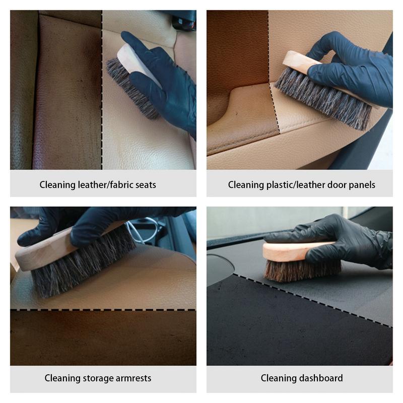 Щетка для чистки автомобильного воздуховода, щетка для чистки автомобильных сидений с деревянной ручкой и мягкой щетиной, щетки для удаления пыли, внутренняя часть тканевого сиденья