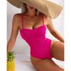 Sexy Ribbed One Piece Swimsuit Solid Swimwear Women 2022 Cut Out Monokini High Cut Swimming Suit For Women Bathing Suits