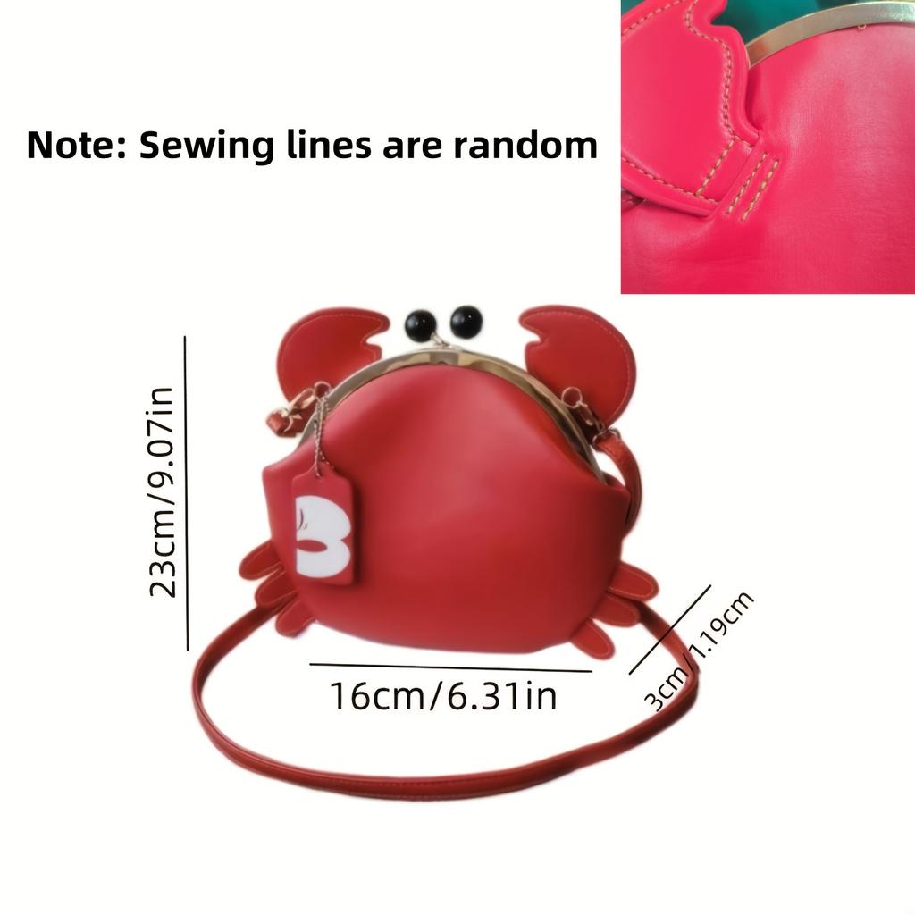 Женская сумка-краб через плечо - Регулируемый плечевой ремень, Глянцевый красный клатч в форме краба, Забавная сумка-кроссбоди в виде животного, Легкая, Модная и креативная