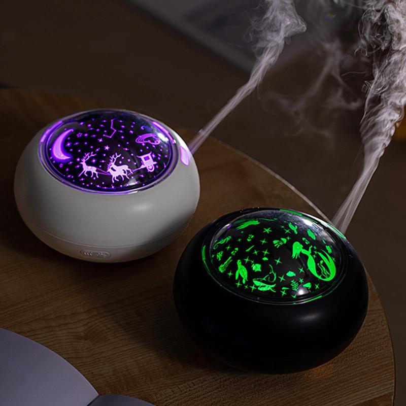 Диффузор для ароматерапии, USB-диффузор для эфирного масла, увлажнитель воздуха с красочной проекционной лампой, ультразвуковой диффузор для аромата тумана