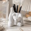 Funny Makeup Brush Holder 3D Printed Desk Storage Box Licking Paw Cat Statue  Stationery Storage
