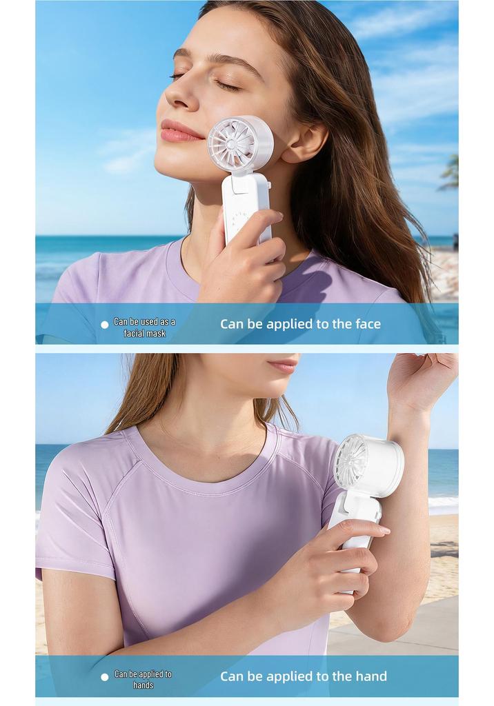 Rechargeable Handheld Neck-Hanging Mini Fan with Semiconductor Cooling and Long Battery Life
