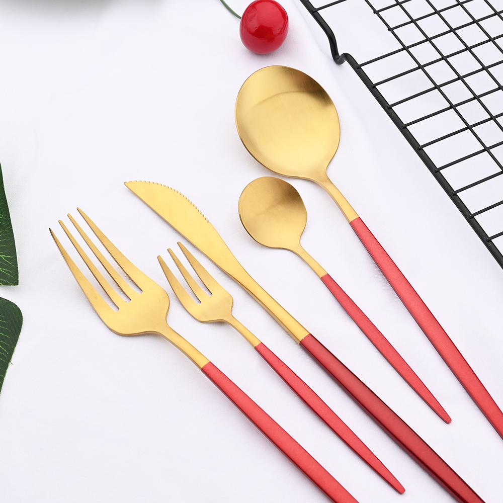 32Pcs Gold Dinnerware Stainless Steel Cutlery Set Knives Fork Tea Spoon Dinner Silverware Set Service 8 Kitchen Tableware Gift Set