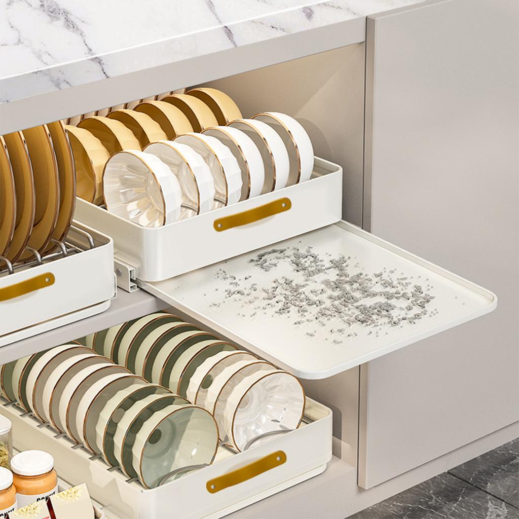 Draining Rack Self-adhesive Stripe Drawer Type Heavy Duty Load Capacity Easily Pull-out Dish Plate Bowl Drying Organiser