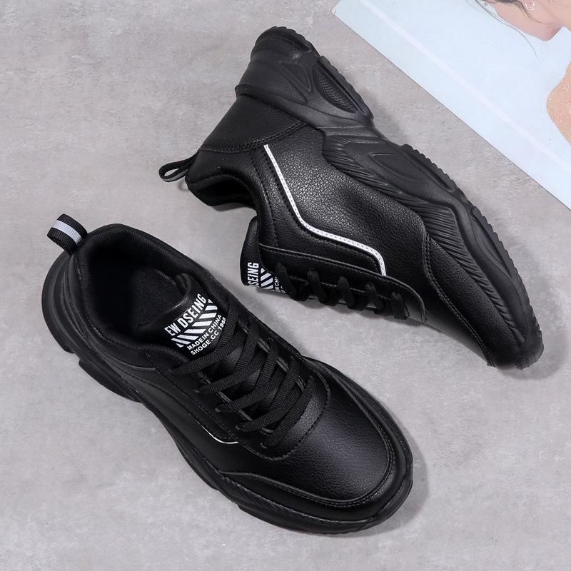 Новые кожаные осенние и зимние женские туфли большого размера для спорта и отдыха на воздушной подушке с нескользящей подошвой женские туфли