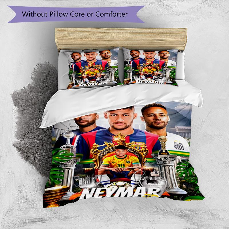 3pcs Neymar16 Design Cover Set - HD Printed Bedding with 1 Cover and 2 Pillowcases - Perfect for Home and Dorm Decor