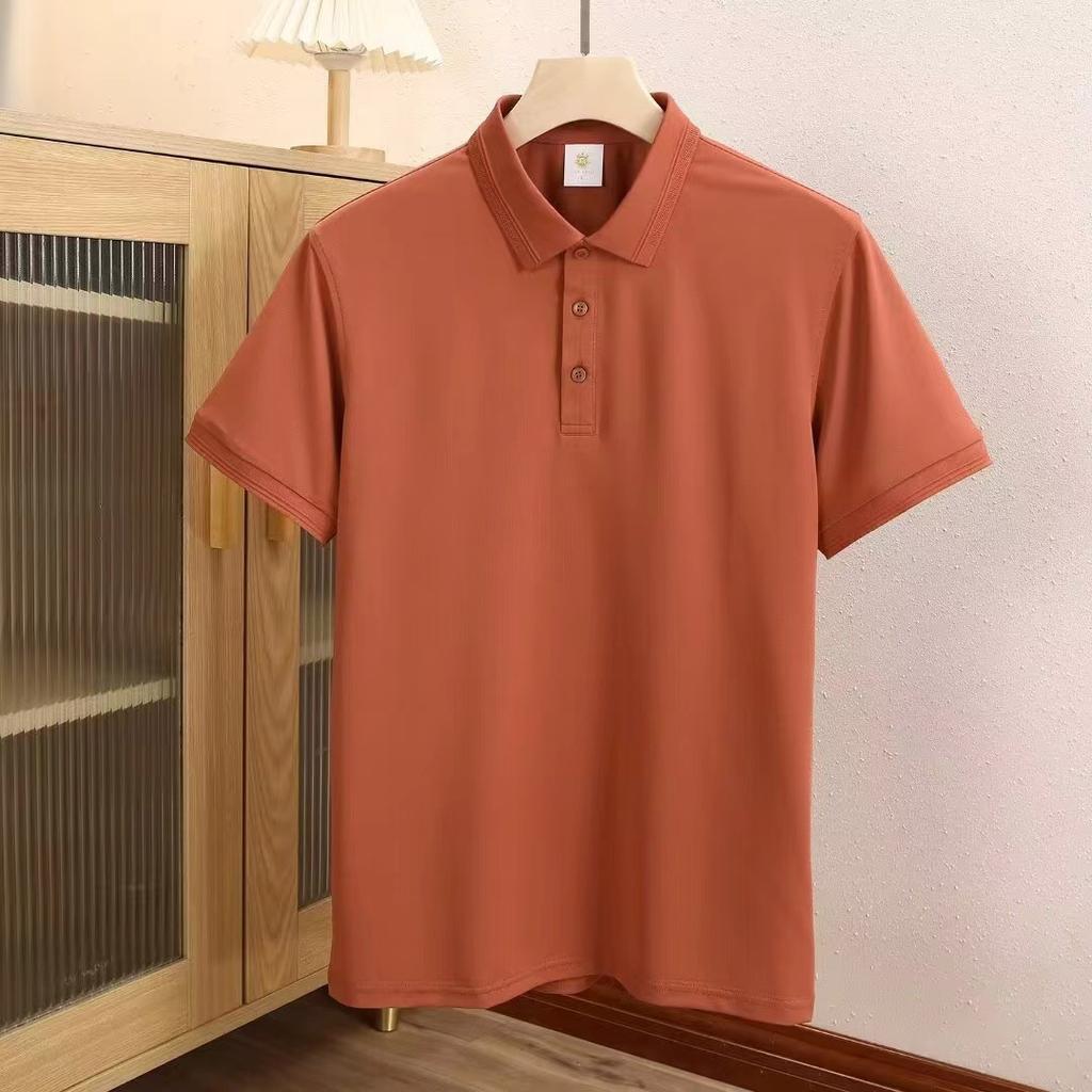 7A Ice Silk, бесшовная рубашка-поло с короткими рукавами для мужчин, летняя однотонная футболка из тутового шелка и бамбукового волокна