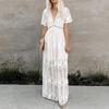 Women's Lace Long Sleeve V-Neck Chiffon Dress - Spring/Summer 2021