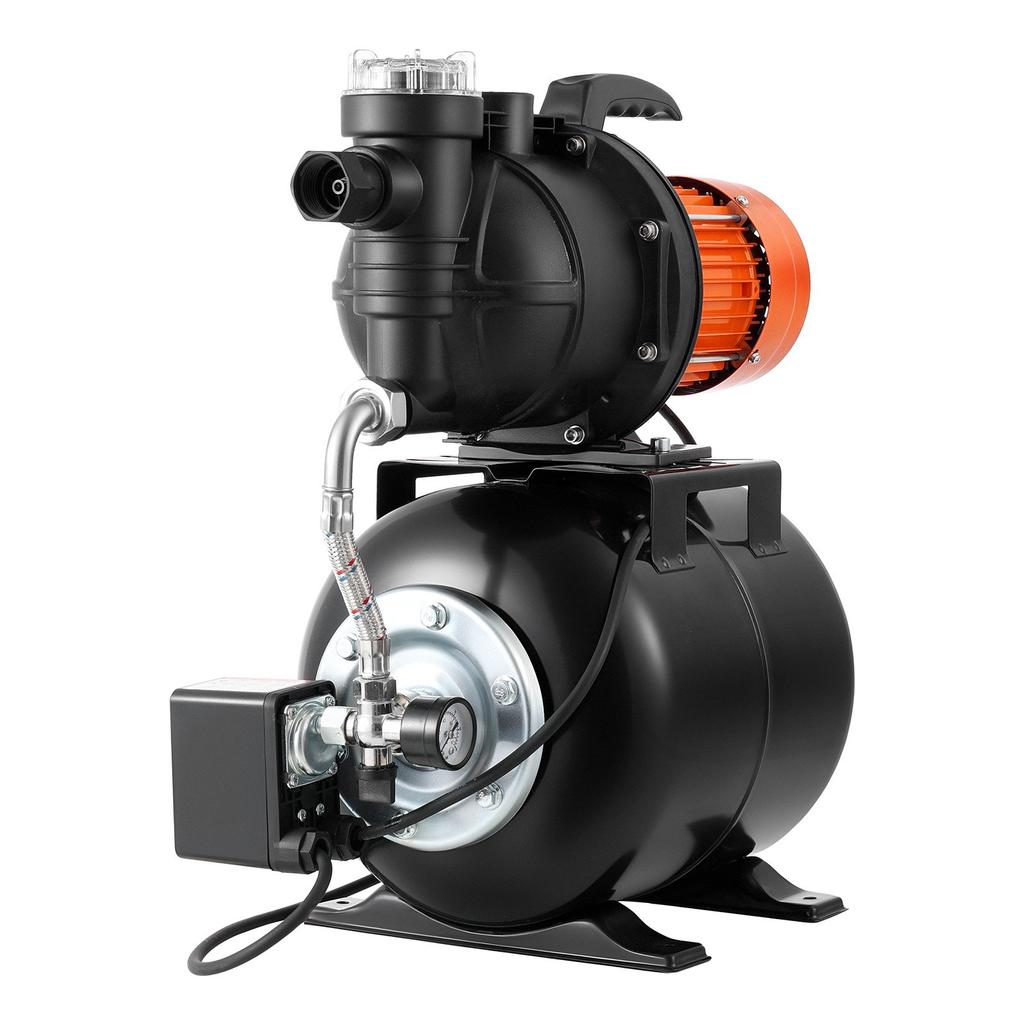VEVOR 1100W Shallow Well Pump with Pressure Tank, 5300 LPH, Irrigation Jet Pump with 19L Tank, Filter, Check Valve, Automatic Water Booster System