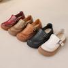 Original Natural Leather Shoes for Women Vintage Comfort Round Toe Buckl Flats Woman Slip On Orthopedic Loafers Ladies Moccasins
