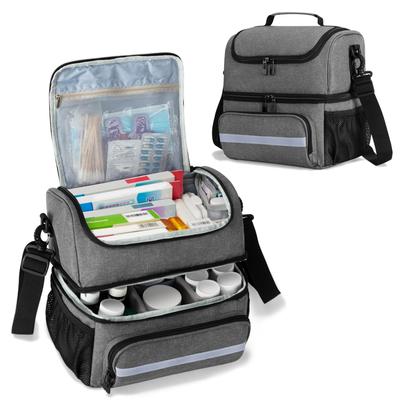 CURMIO Медицинская сумка первой помощи для дома, дома престарелых и серая сумка, Визиты, Уход, Вызовы, Медсестры, Врачи,