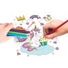 9-страничная книга-раскраска с царапающимся покрытием «Единорог и Русалка» с деревянной ручкой, мультяшная, волшебные радужные цвета, скретч-карты с обратной стороной для раскрашивания, арт-подарок JXB