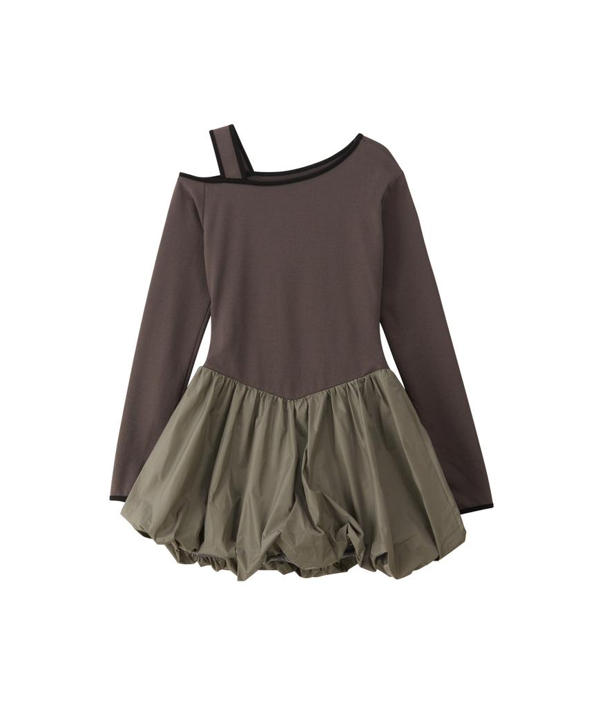 Salon De Yon Off Shoulder Ballet Core Mini Dress_ Gray