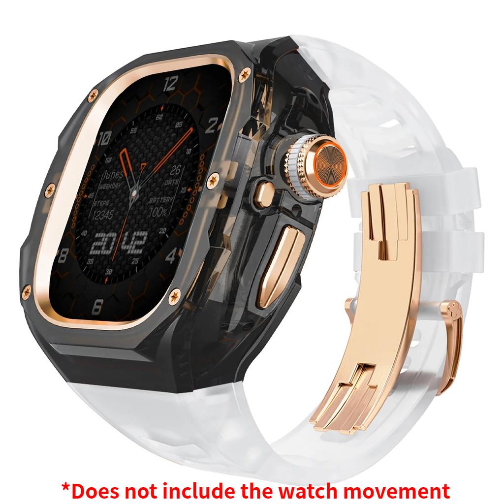 Роскошный мод-комплект для Apple watch Ultra 3/2/1 49 мм Спортивный резиновый ремешок+чехол для Iwatch ultra 49 мм Прозрачный ледяной чехол Комплект для переделки