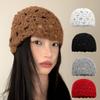 Handmade Crochet Flower Hat Solid Color Beanies Cap Casual Knitted Pullover Hat  Girls