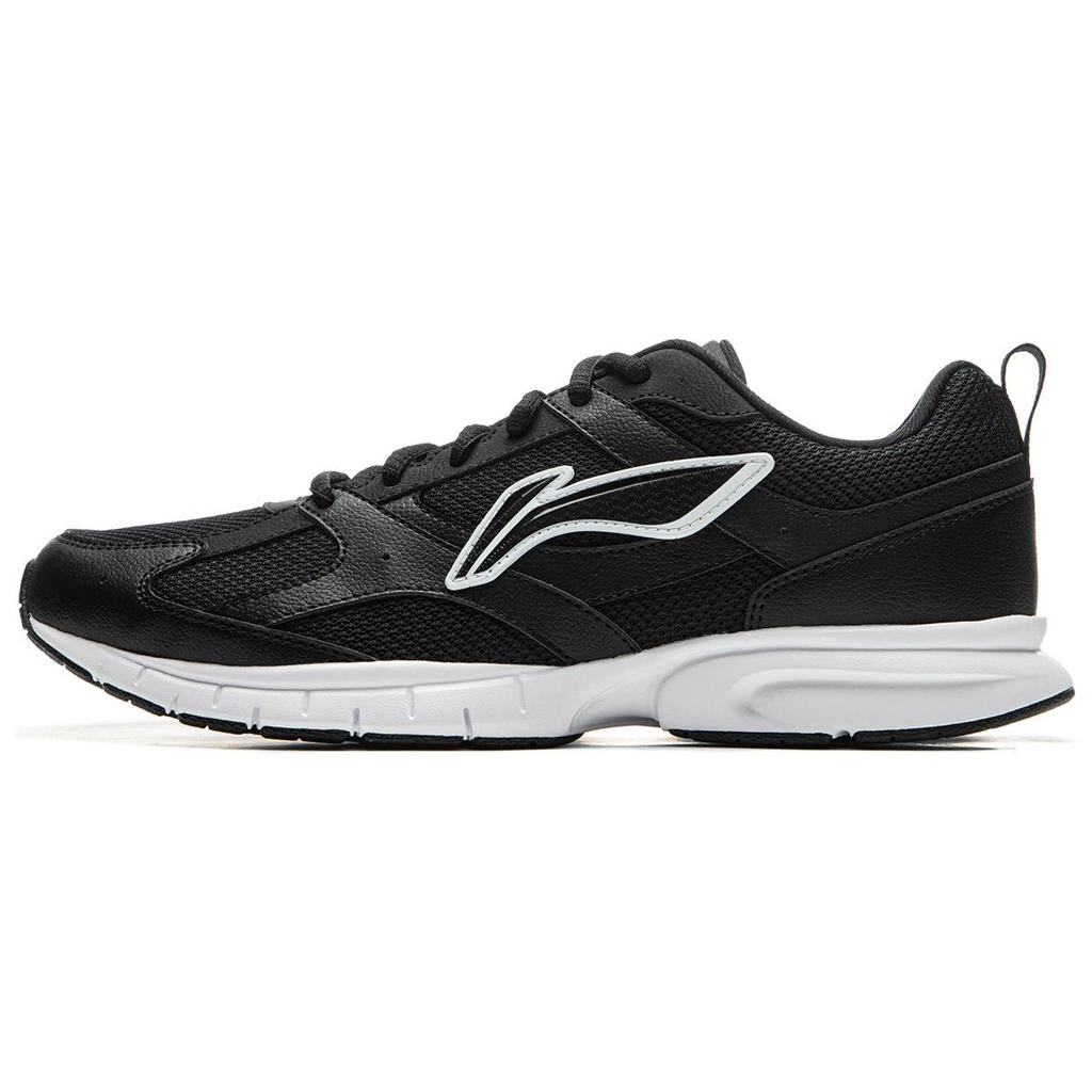 Li Ning R037 Тканевая Амортизация Скользкая Устойчивость к Истиранию Дышащие Низкие Беговые Кроссовки Мужские Черные ARSU067-1