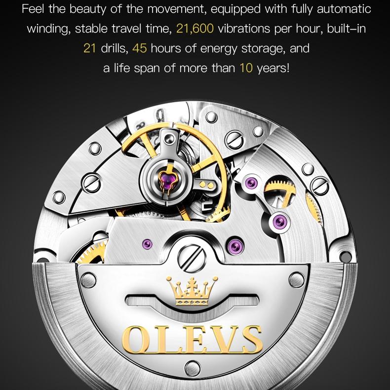 OLEVS Брендовые часы, простые водонепроницаемые механические часы, подарочные часы для мужчин и женщин, мужские часы