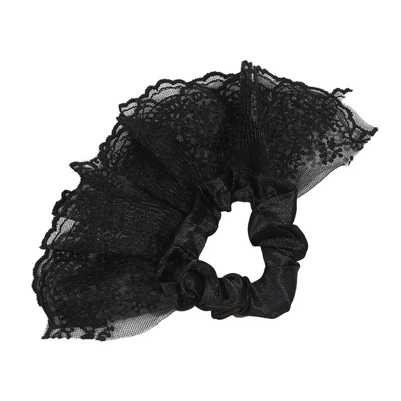Кружевные резинки для волос для женщин, двухслойные, с цветком, галстуком-бабочкой, длинной лентой, большими оборками, эластичные, модные, изысканные, милые аксессуары для волос для девочек
