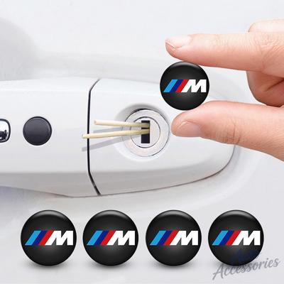 4pcs 20mm Car Door Keyhole Lock Protection Stickers Accessories For BMW M Emblem E46 E36 E34 F10 E90 F30 E60 F30 E53 E30 E92 E87 B111