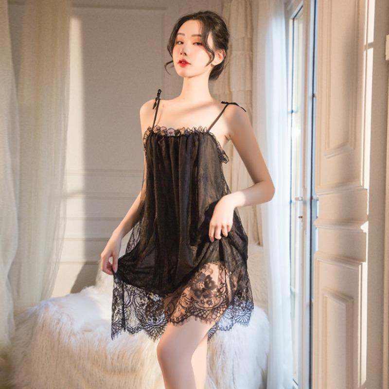 Sex underwear sexy temptation fat MM lace suspender nightdress pajama set perspective passion set