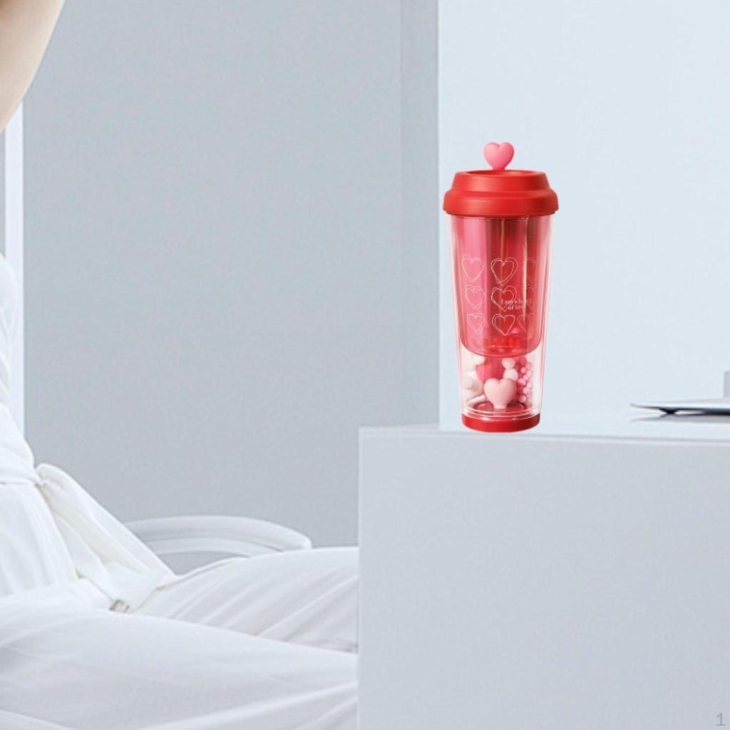 Портативная чашка в форме сердца, герметичная двухслойная 435 мл, бутылка для чая, кружка для кофе в машине для вечеринки
