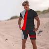 Summer Men Beach T Shirt Tracksuit 2 Piece Sets 3D Print All-Match Sports Short Sleeve Round Neck Casual Style Clothing 6XL