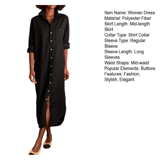 Женское повседневное джинсовое платье-рубашка с длинным рукавом и пуговицами, длинное джинсовое платье с отворотом