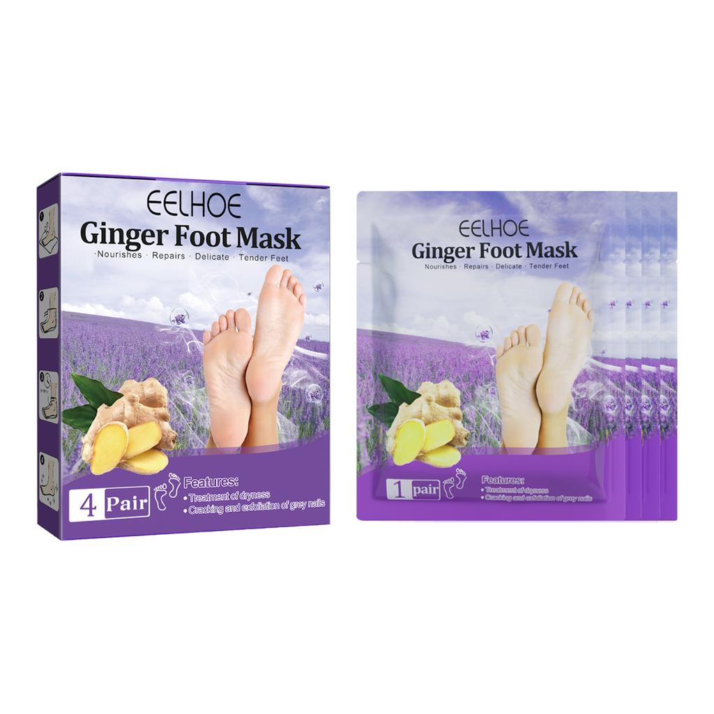 EELHOE Ginger Foot Mask Moisturizing Whitening Exfoliating Foot Mask Callus Remover for Feet Pedicure Spa Socks Natural Plant Skin Care
