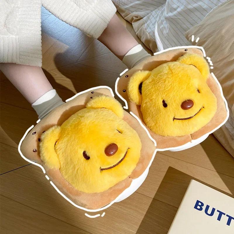 Женские милые мультяшные пушистые тапочки, женские зимние теплые плюшевые туфли для дома, мягкие плюшевые тапочки с толстой подошвой для девочек, домашние тапочки