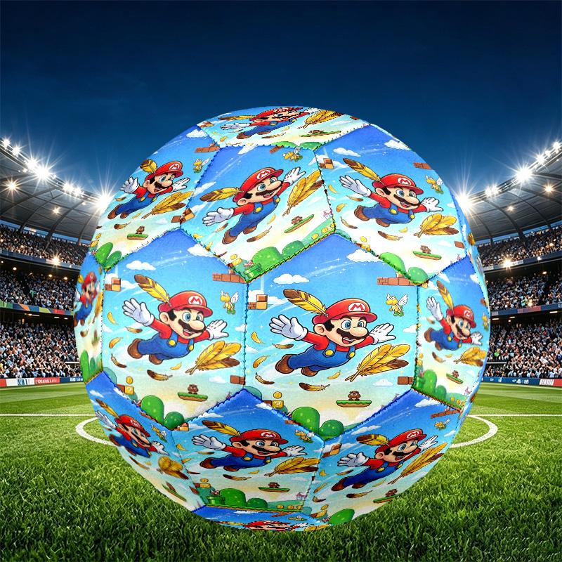 Super Mario Print Size 5 Soccer Ball, PU Wear Resistant Football for Match Training and Daily Practice, Birthday Gift for Soccer Fans