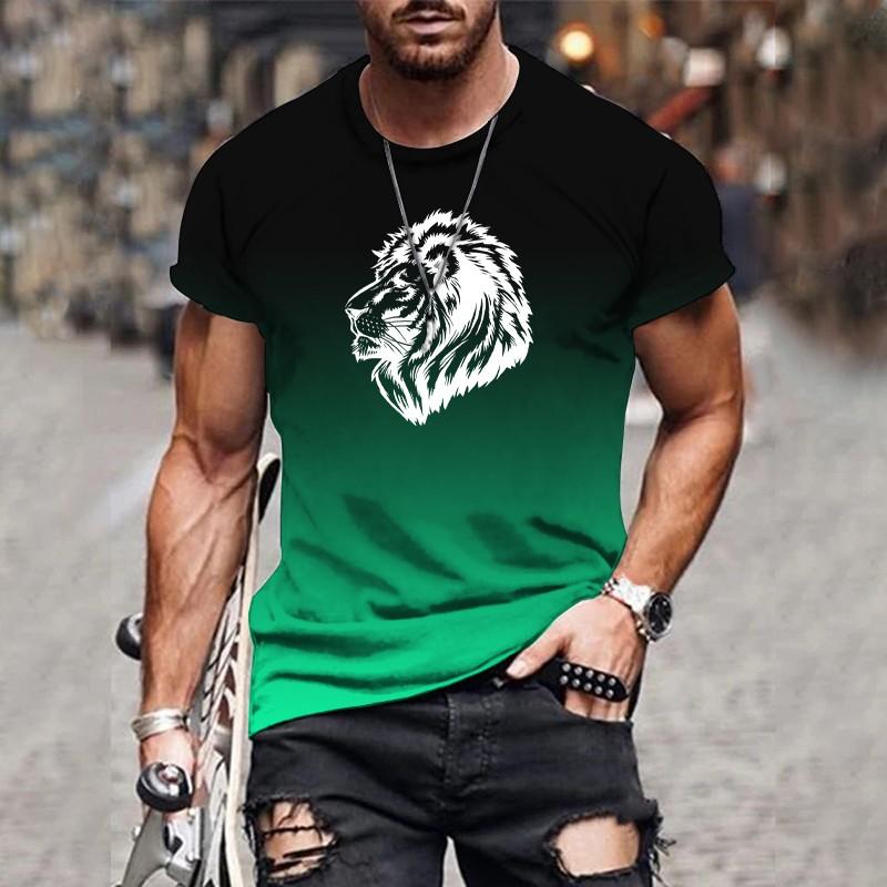 Мужская 3D градиентная печать модный трендовый принт Harajuku дизайнерские повседневные топы с коротким рукавом очень большие размеры мужская одежда