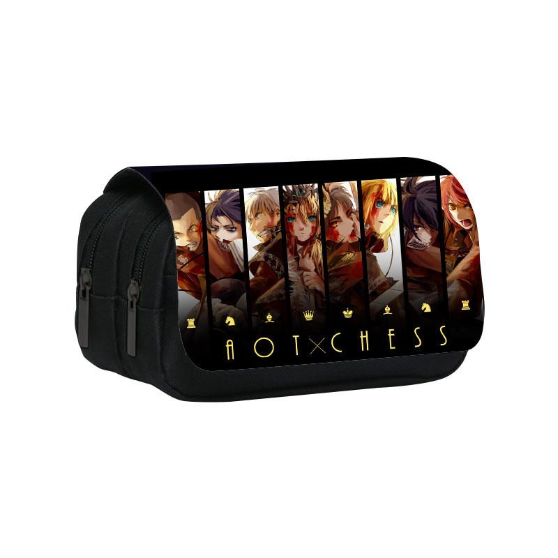 Атака Титанов Аниме Узор Двухслойная Обложка-Флип Сумка для Канцелярских Принадлежностей для Студентов и Коллекционеров