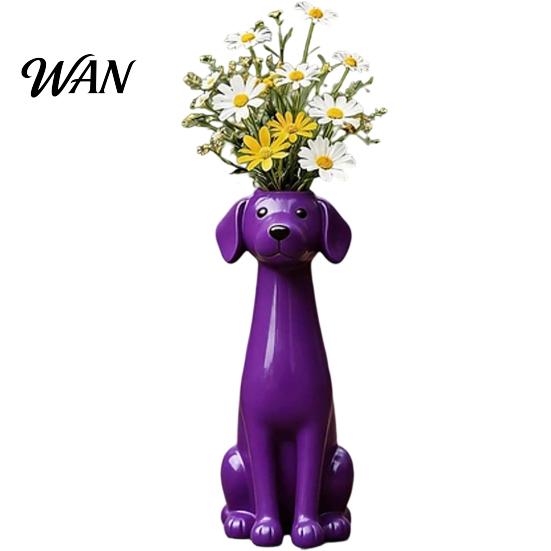Small Vase Quirky Dog Handcrafted Whimsical Animal Flower Resin Decorative Floral Plants for Desk Shelf Boho Home Decor Gift Lovers Table Centerpiece