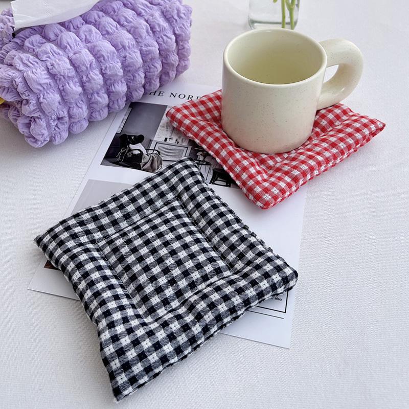 1 шт. 15*15 см настольный декор в клетку самодельный полиэфирный волокнистый квадратный стаканчик цветочный горшок изоляционный коврик