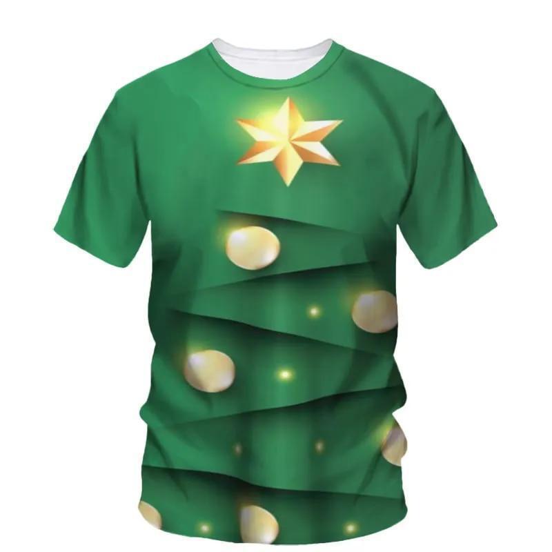 Летний топ с круглым вырезом и 3D-принтом на рождественскую тематику, модная повседневная женская футболка с коротким рукавом