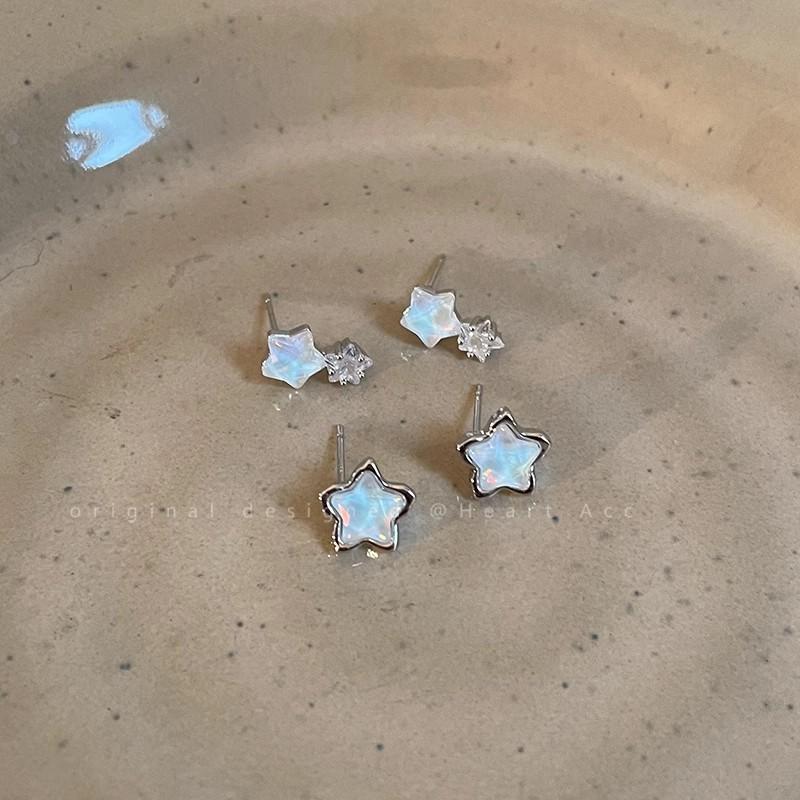 Bright Star~ Star Zircon Silver Needle Earrings Women's Fashion Temperament Cold Sense Earrings New Earrings