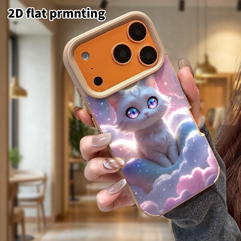 Phone Case: Lambskin 2D Flat Samsung Galaxy A34 A35 M05 M06 S20 S22 S21 FE Plus 5G Protective Case, Rainbow Little White Cat, Christmas and Halloween