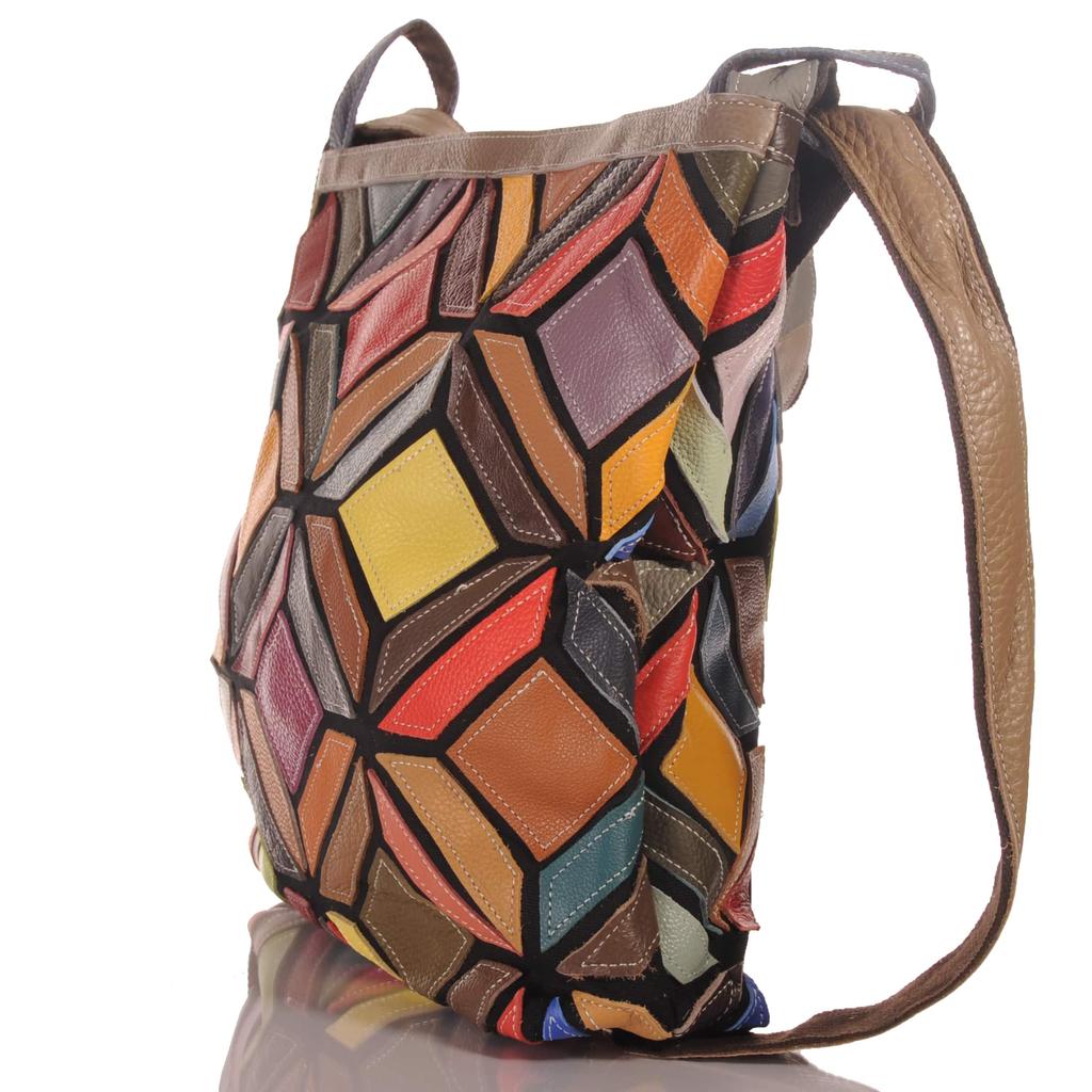 Women's Leather Shoulder Bag – Patchwork Design