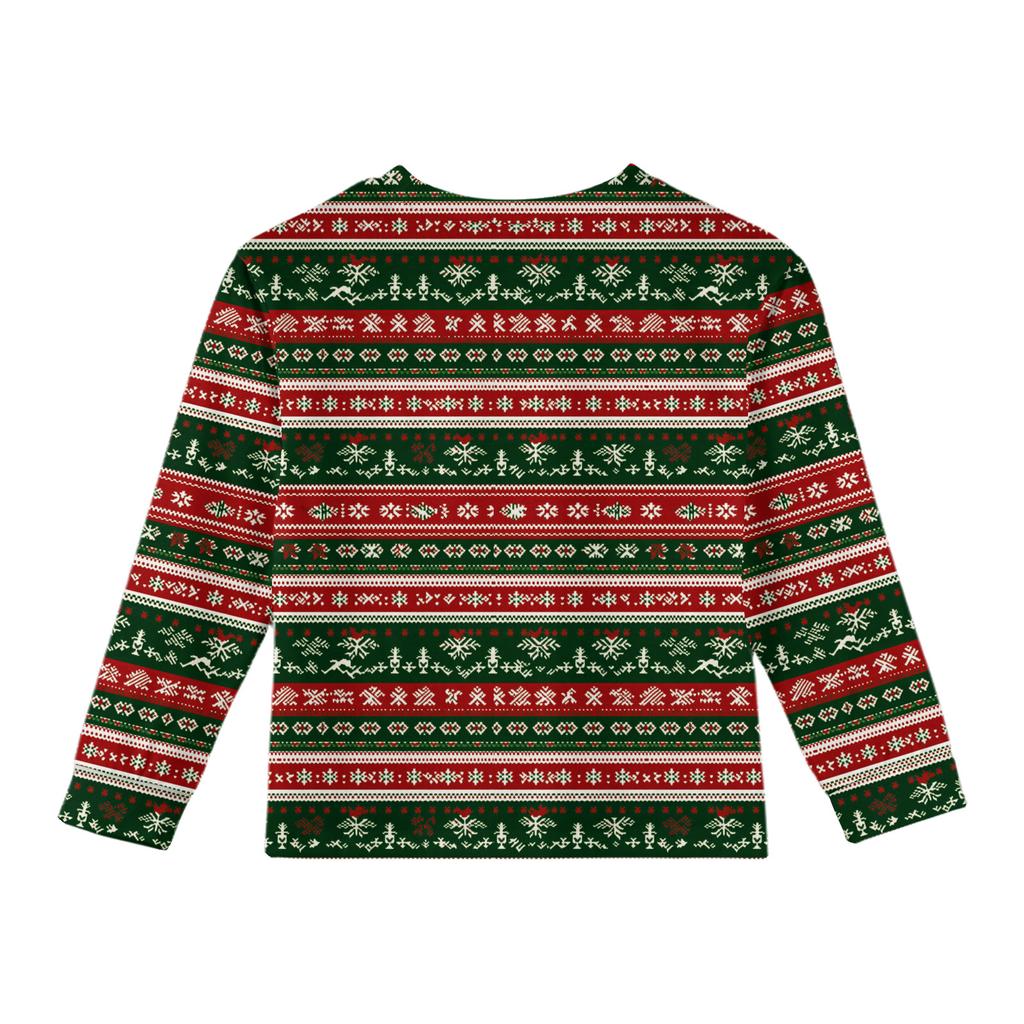 Christmas Day Girls' Long Sleeve Blouse - Round Neck Soft Waist Tunic