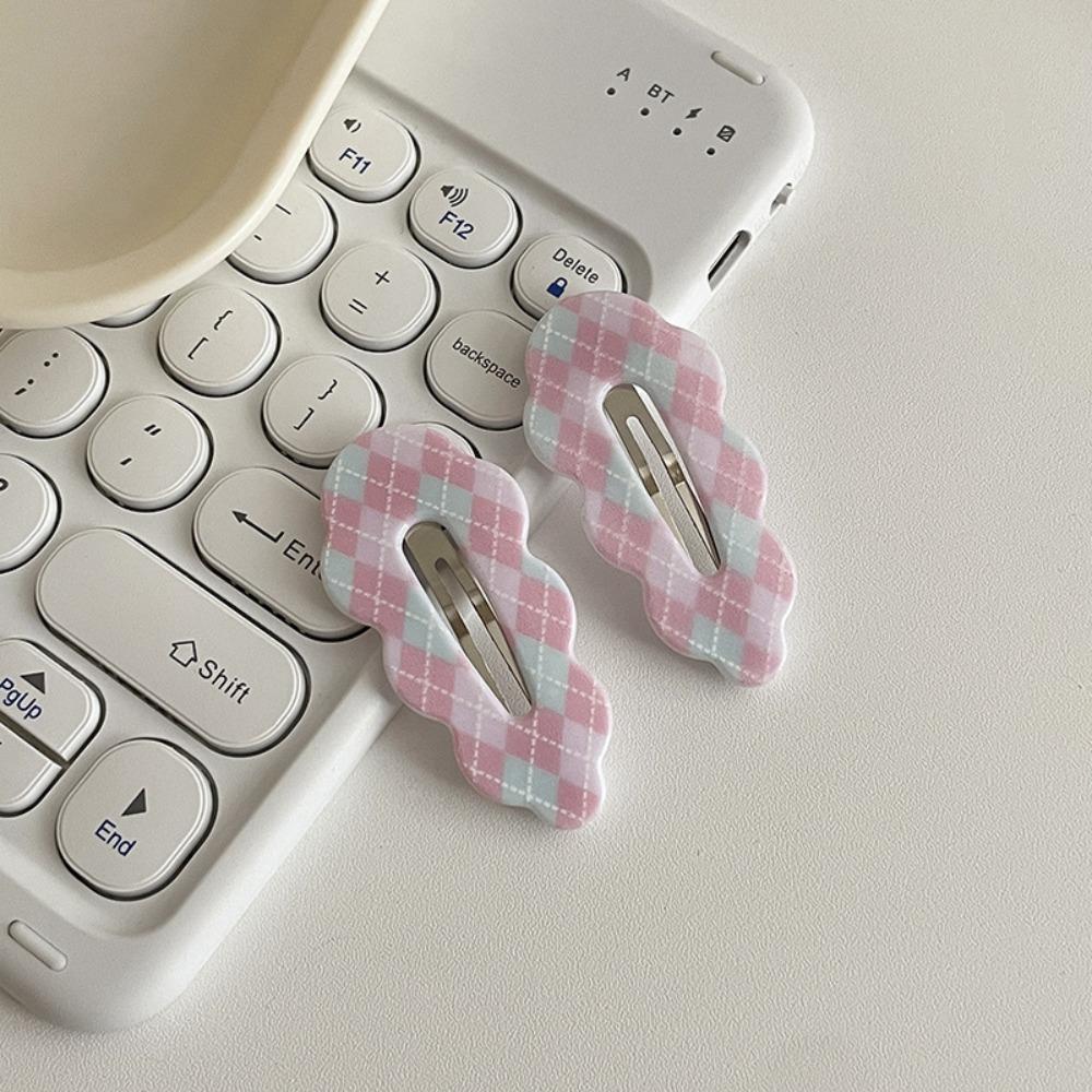 Acrylic Cloud Hair Clip Candy Color Korean Style Hairpin Gifts Plaid Hair Clip  Kids
