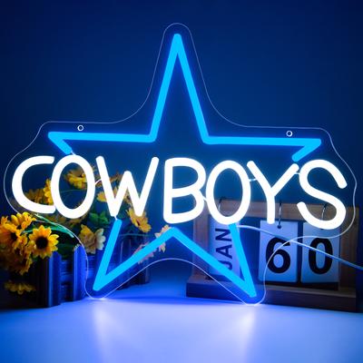 Неоновая вывеска Cowboys Football для декора стен Светодиодная неоновая вывеска Cowboy Football Неоновая вывеска Football Sports Декор для клубной вечеринки