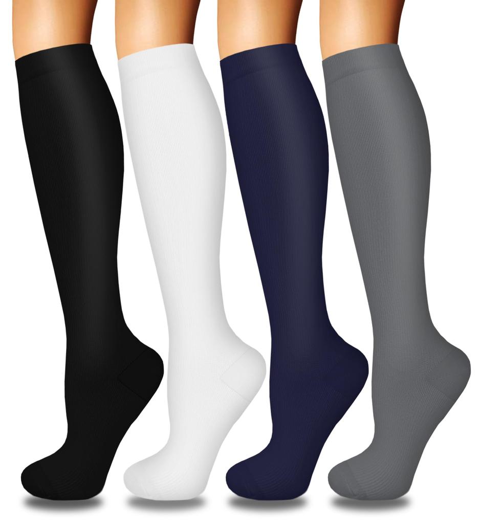 4 Pairs Compression Socks for Women Circulation-Best Support for Nurses,Running,Athletic,Travel