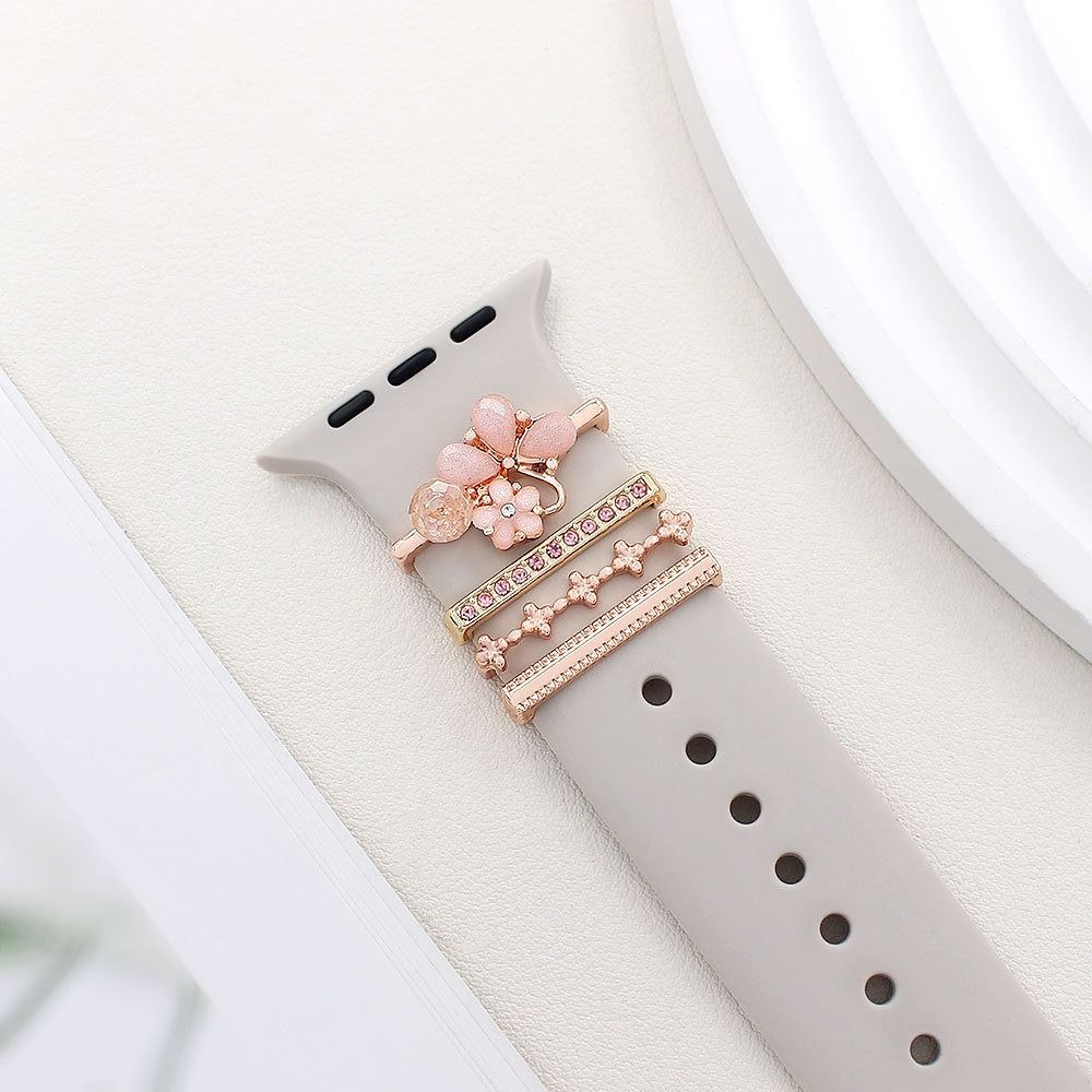 4 шт. Декоративные кольца с бриллиантами, металлические шармы для браслета Apple Watch, для браслета Apple Watch