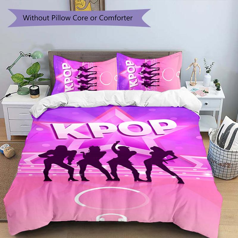 KPOP 3pcs Bedding Set Duvet Cover Closure Includes 1 Duvet Cover & 2 Pillowcases for All Seasons Bedroom Home Dorm Decor