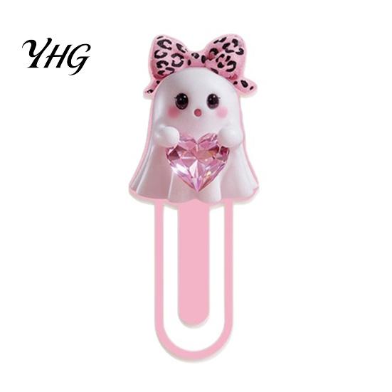 Kids Party Favors for Halloween Cute Acrylic Bookmark, Durable Cartoon Page Marker, Bookmark Clips Journals Elastic Clip Design Stationery School